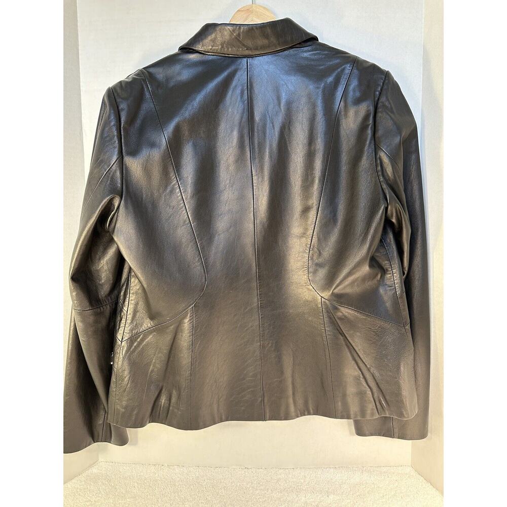 ANNE KLEIN VINTAGE GENUINE LEATHER (LAMB SKIN) B/W-JACKET SIZE L TIMELESS, 🤩 - Picture 4 of 16